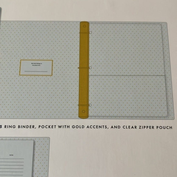 Kate Spade:Bridal Planner-Gold Tone 3 Ring Binder-zipper pouch-48 planning pages - Picture 15 of 16